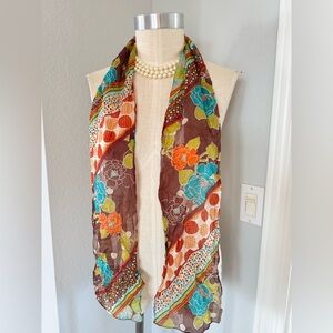 100% Silk Large Twilly Scarf Accessorize 62”x8”